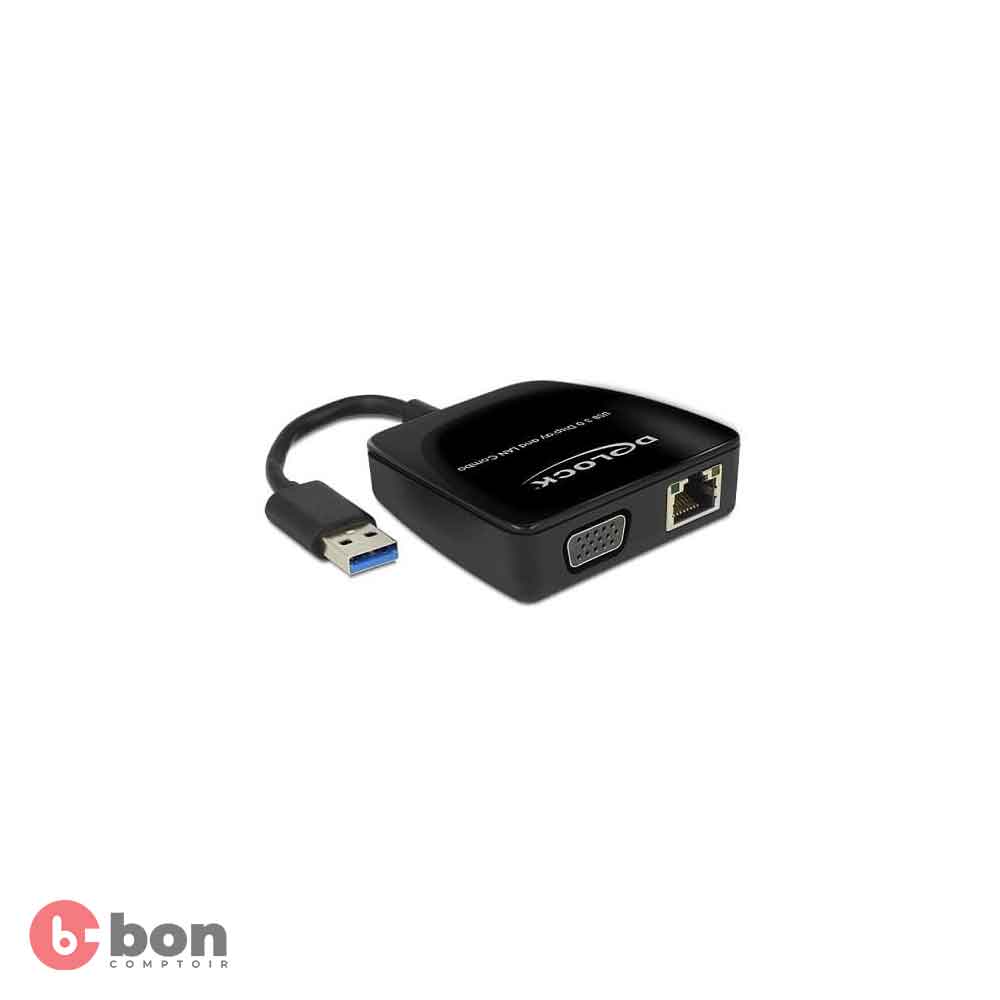 Adaptateur convertisseur USB vers VGA et Ethernet LAN Gigabit Delock-  meiileure offre au Cameroun - Bon Comptoir