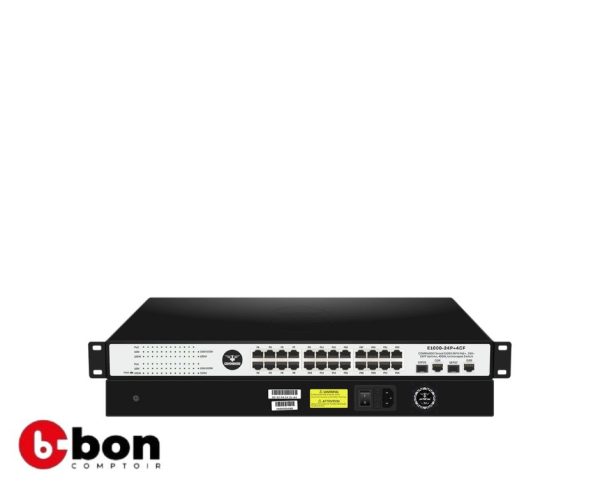 Switch COMMANDO Scout E1000 24FE Full PoE/PoE+, 2GE/2SFP Combo Uplinks, 450Wen vente au cameroun