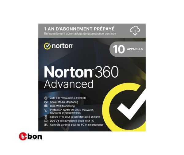 Norton 360 Advanced 2025 10 appareils 1ans en vente au cameroun