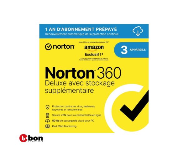 Norton 360 Deluxe + 25 Go de sauvegarde cloud 3appareils 1ans en vente au cameroun